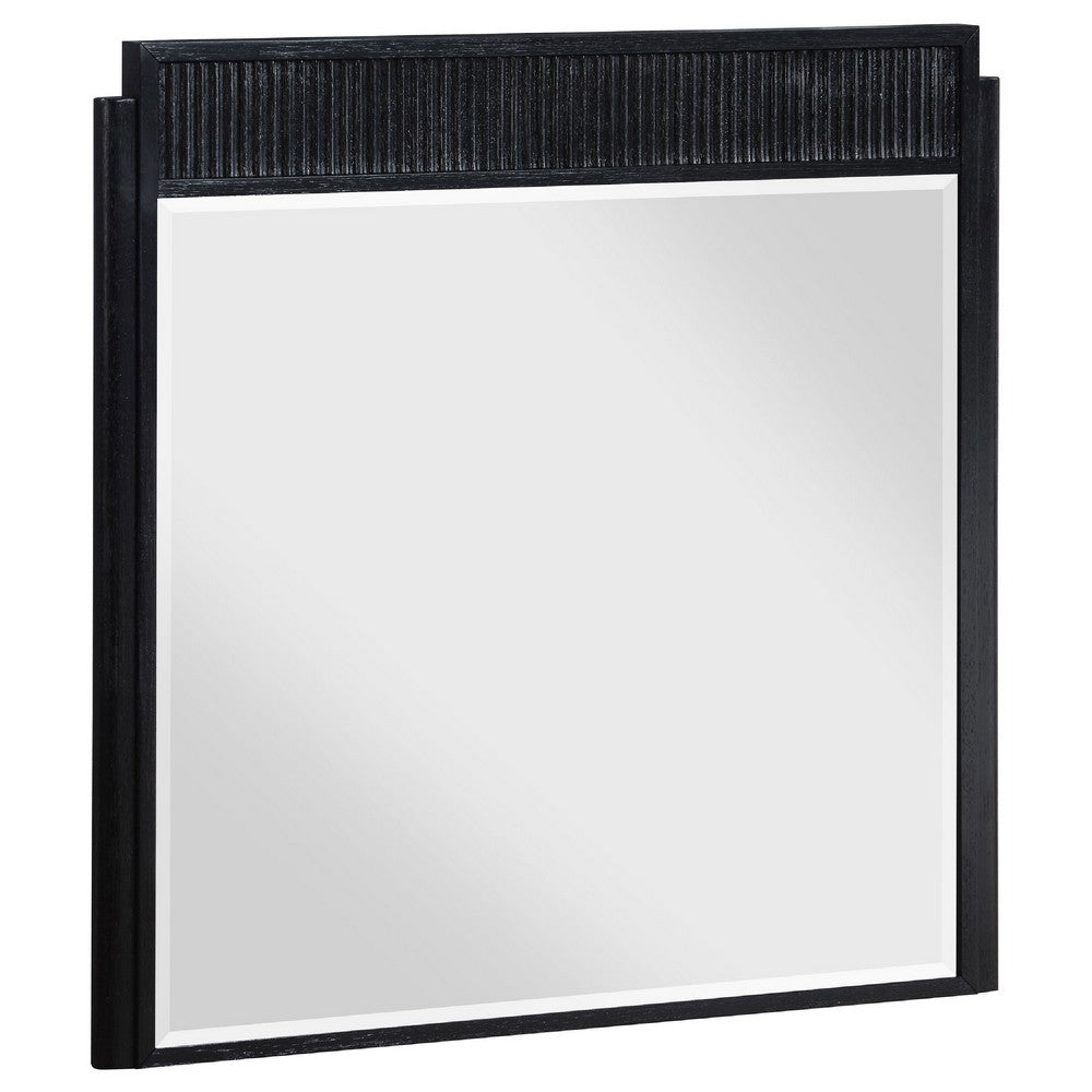 Jack Dresser Mirror, Black Wood, Molded Frame Design, 36 Inch - BM338035