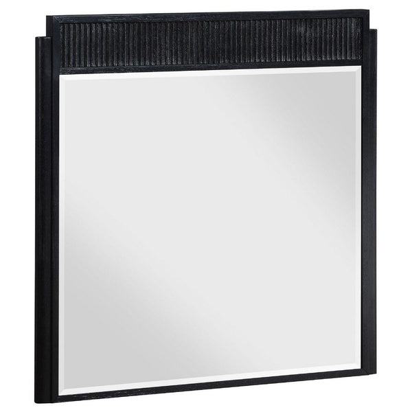 Jack Dresser Mirror, Black Wood, Molded Frame Design, 36 Inch - BM338035