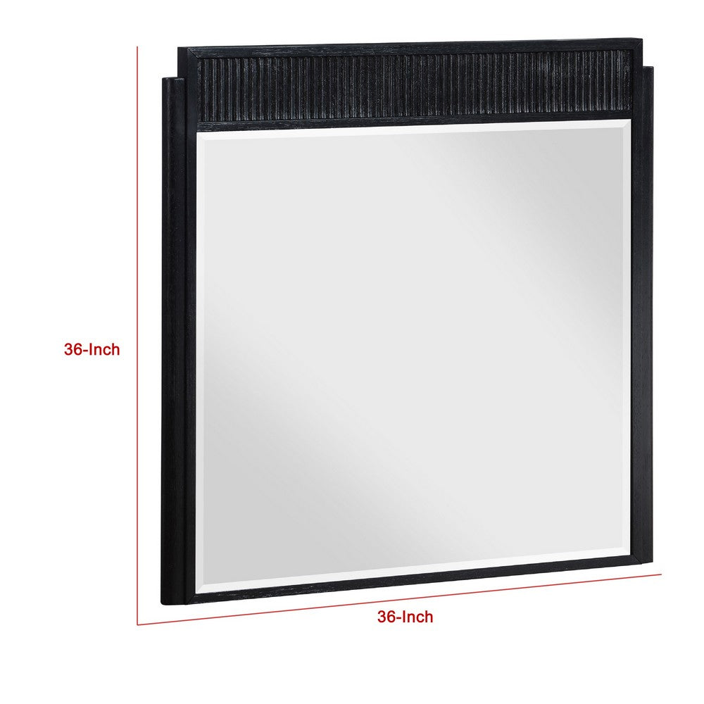 Jack Dresser Mirror, Black Wood, Molded Frame Design, 36 Inch - BM338035