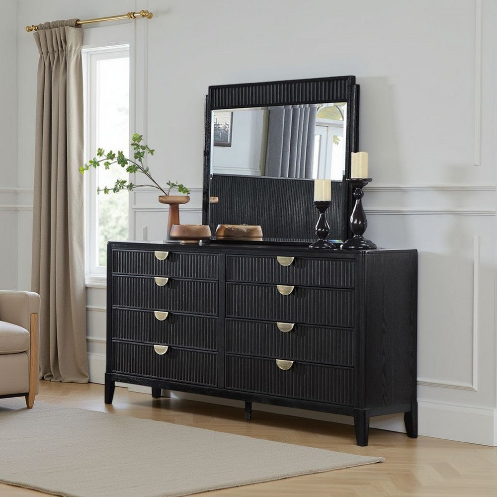 Jack Dresser Mirror, Black Wood, Molded Frame Design, 36 Inch - BM338035
