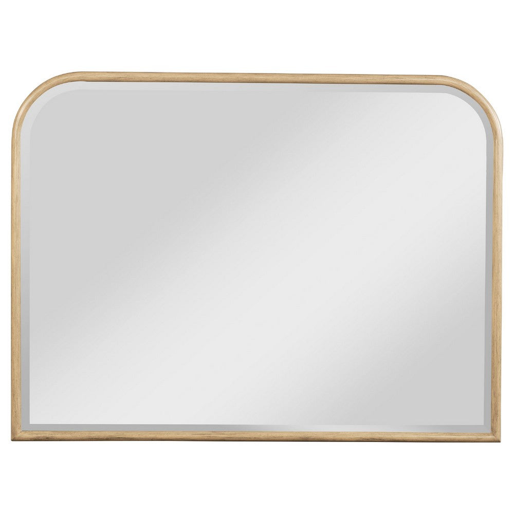 Lno Dresser Mirror, Beige Oak Wood Frame, Rectangular 36 Inch - BM338038