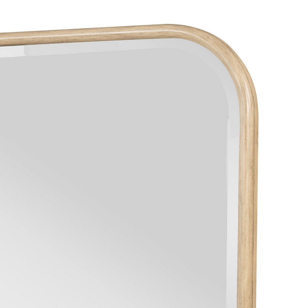 Lno Dresser Mirror, Beige Oak Wood Frame, Rectangular 36 Inch - BM338038