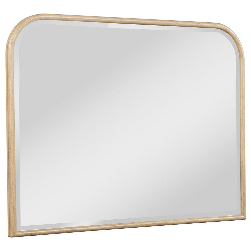 Lno Dresser Mirror, Beige Oak Wood Frame, Rectangular 36 Inch - BM338038
