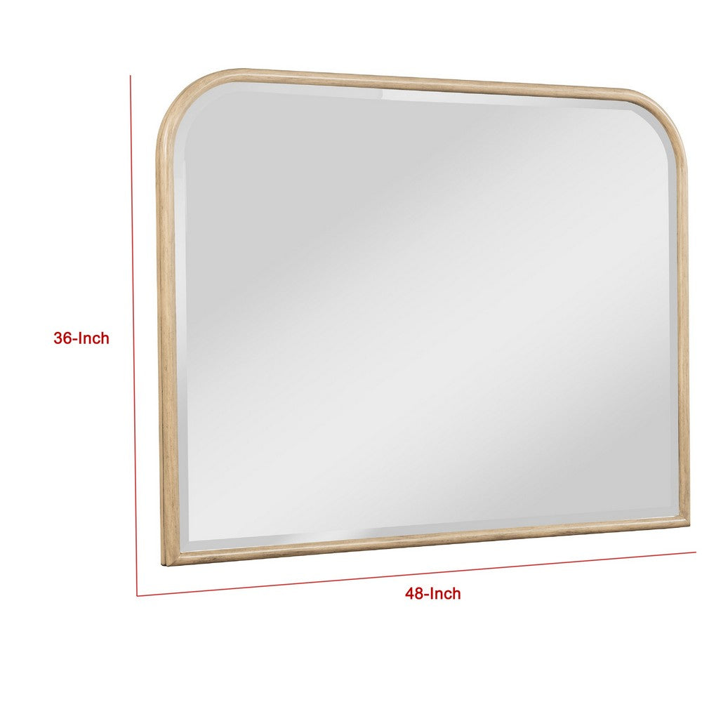 Lno Dresser Mirror, Beige Oak Wood Frame, Rectangular 36 Inch - BM338038
