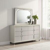 Ory Dresser Mirror, Touch LED Lighting, Pearl White Wood, 36 Inch - BM338045