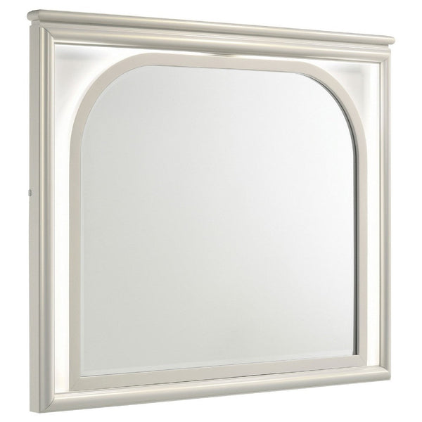 Ory Dresser Mirror, Touch LED Lighting, Pearl White Wood, 36 Inch - BM338045