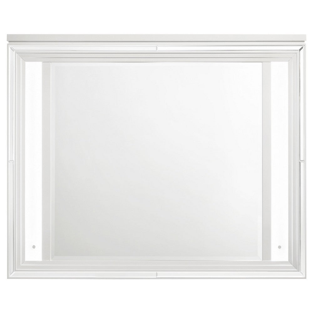 Mory LED Dresser Mirror, Touch Lighting, White Wood Frame, 36 Inch - BM338046