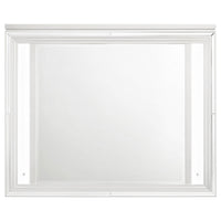 Mory LED Dresser Mirror, Touch Lighting, White Wood Frame, 36 Inch - BM338046