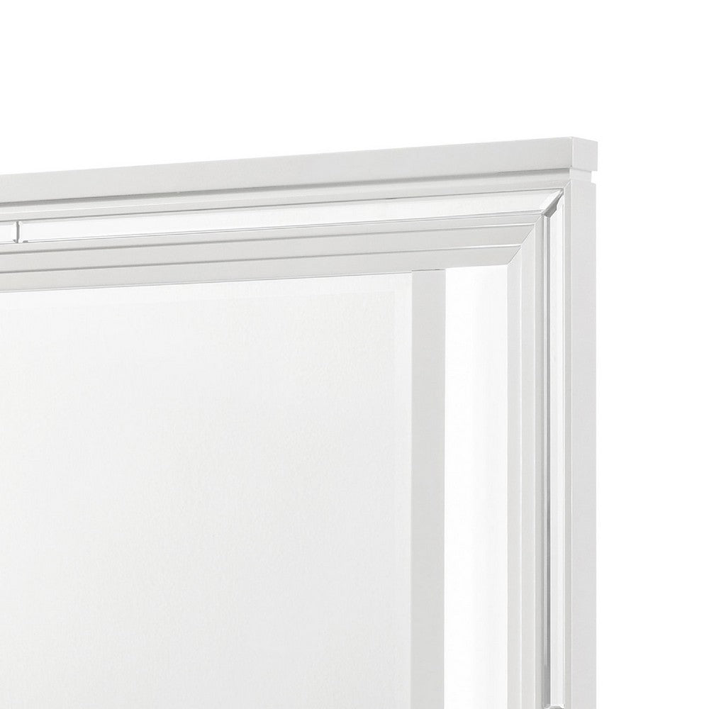 Mory LED Dresser Mirror, Touch Lighting, White Wood Frame, 36 Inch - BM338046