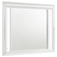 Mory LED Dresser Mirror, Touch Lighting, White Wood Frame, 36 Inch - BM338046