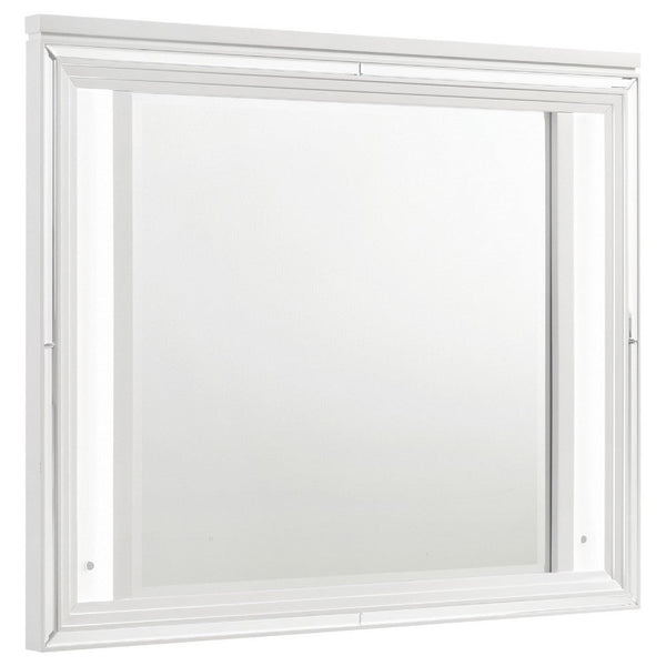 Mory LED Dresser Mirror, Touch Lighting, White Wood Frame, 36 Inch - BM338046