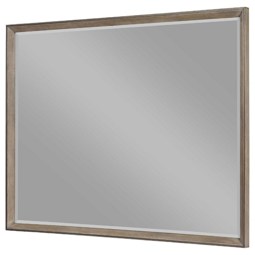 Lyni Dresser Mirror, Washed Oak Gray Wood Frame, Rectangular 40 Inch - BM338047