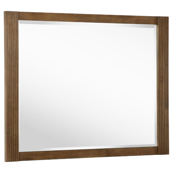 Reon Dresser Mirror, Ash Brown Wood Frame, Vertical Fluting, 38 Inch - BM338050