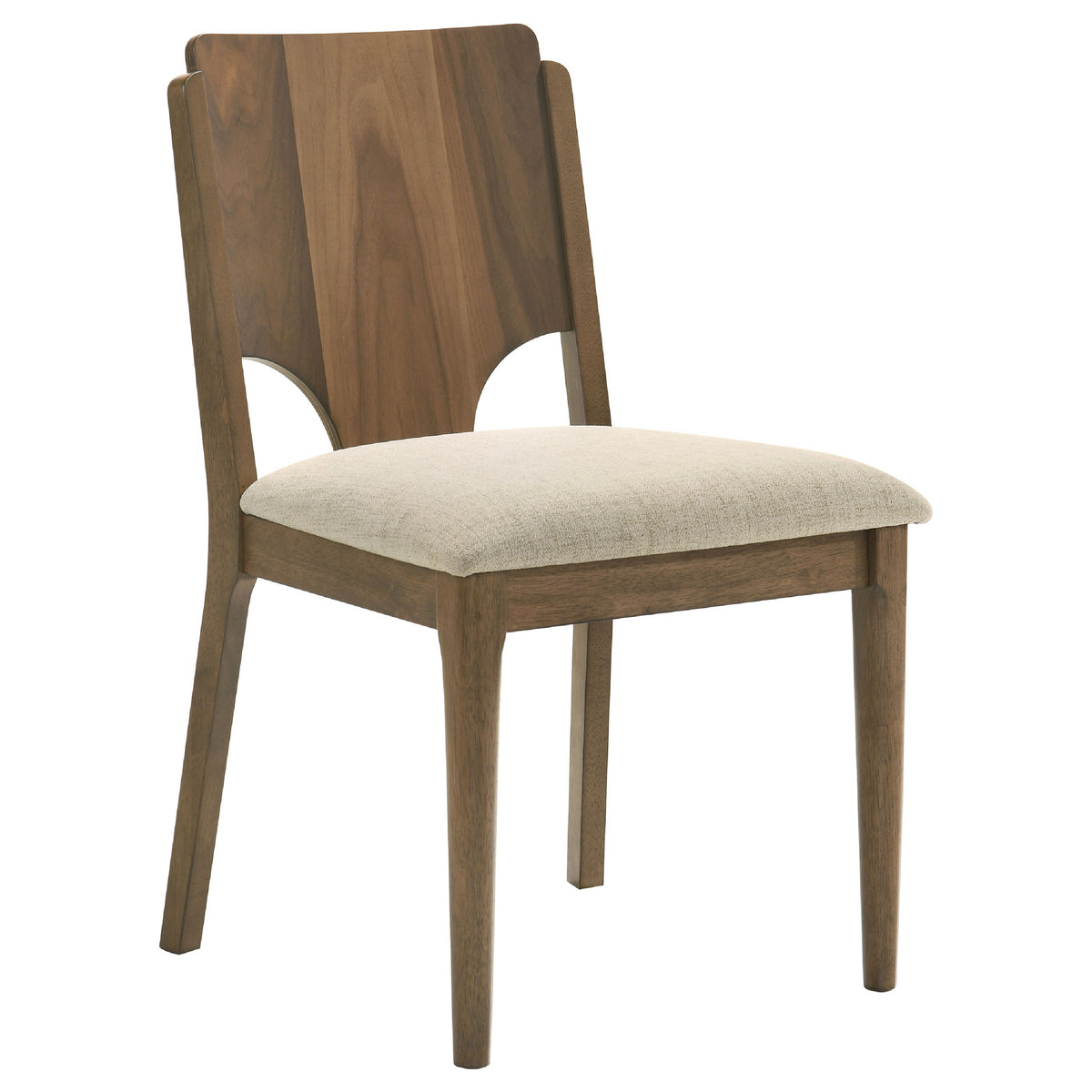 Billie 5pc Round Dining Table and 4 Chairs Set, Walnut Brown and Beige