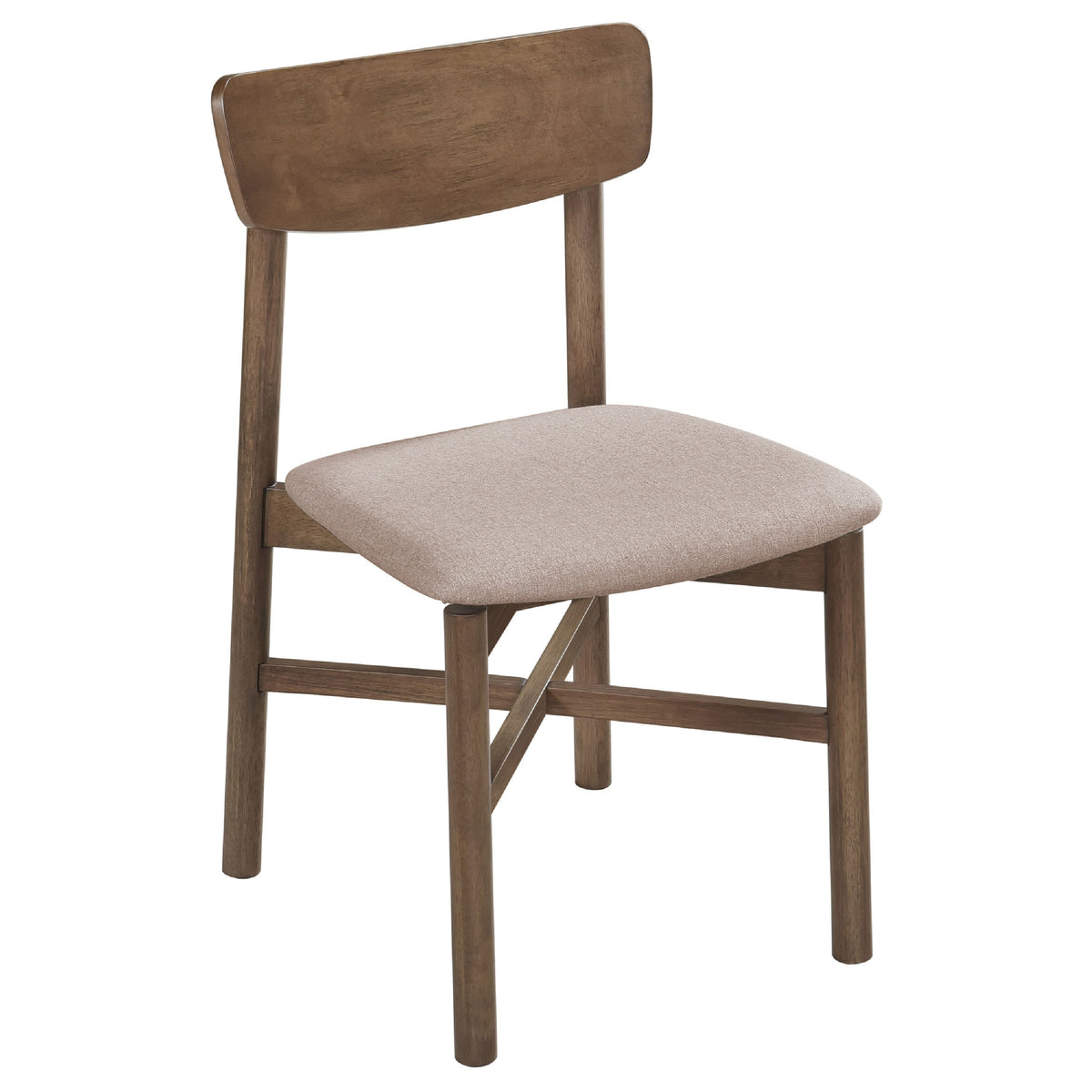 Rida 5pc Dining Table Set w 4 Upholstered Chairs, Natural Walnut Brown