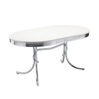 Loy 5pc Dining Table and Chair Set, Red Faux Leather, Retro White Oval