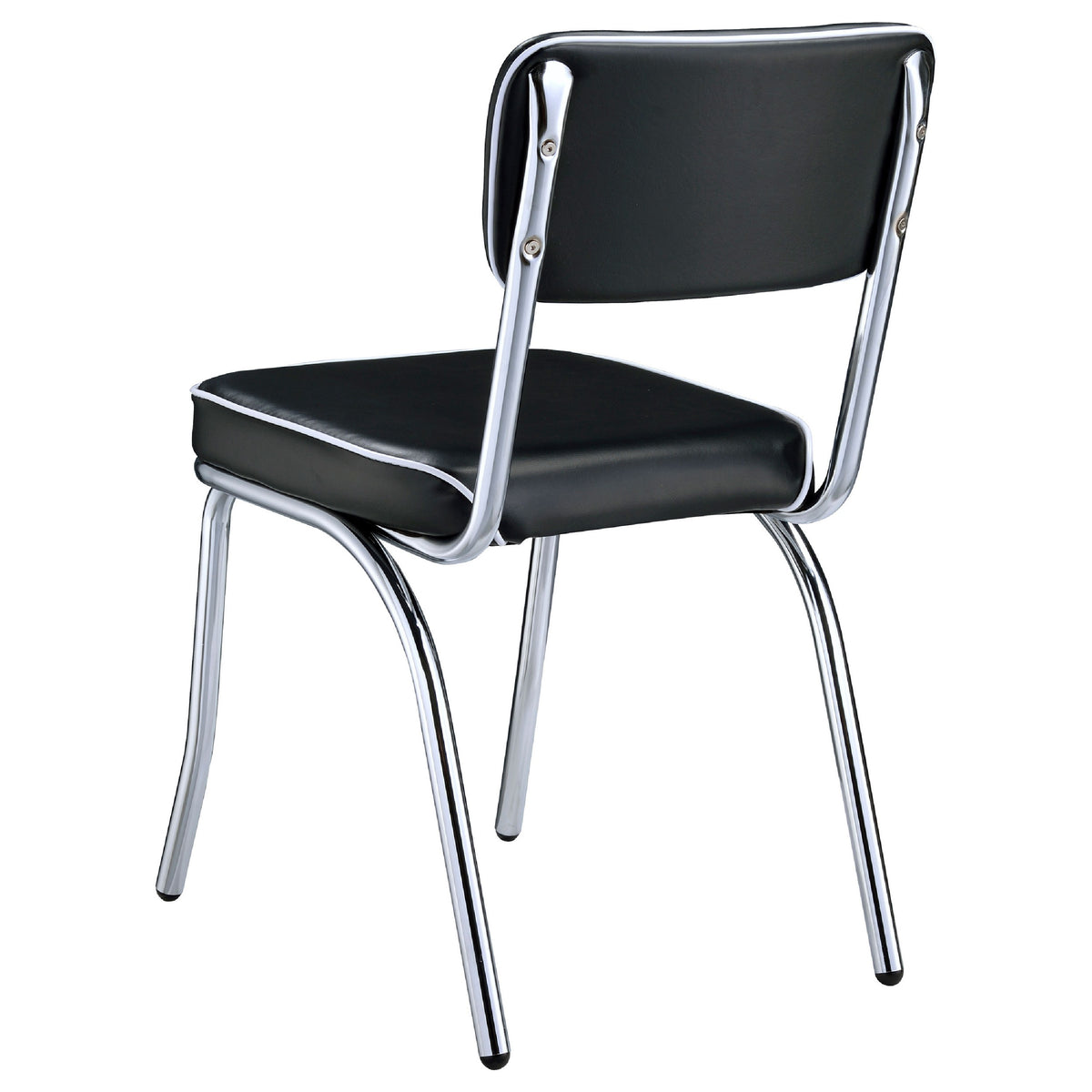 Loy 5pc Dining Table and Chair Set, Black Faux Leather, Retro White Round