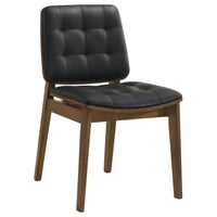 Bera 5pc Dining Set w Chairs, 59-75 Inch Extendable, Walnut Brown, Black Faux Leather