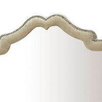 Lino Dresser Mirror, Curved Frame, Nailhead Trim, Cream Velvet 43 Inch - BM338134