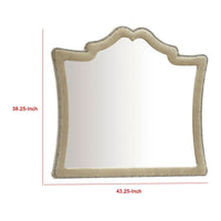 Lino Dresser Mirror, Curved Frame, Nailhead Trim, Cream Velvet 43 Inch - BM338134