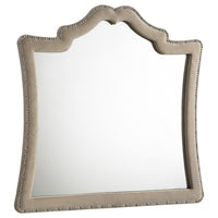 Lino Dresser Mirror, Curved Frame, Nailhead Trim, Cream Velvet 43 Inch - BM338134