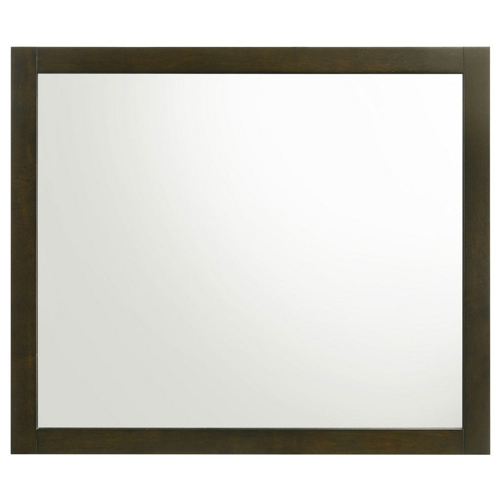 Wlly Dresser Mirror with Wide Frame, 39 Inch Dark Brown Hardwood - BM338136