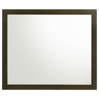 Wlly Dresser Mirror with Wide Frame, 39 Inch Dark Brown Hardwood - BM338136