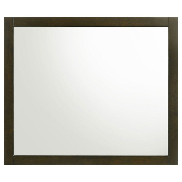 Wlly Dresser Mirror with Wide Frame, 39 Inch Dark Brown Hardwood - BM338136