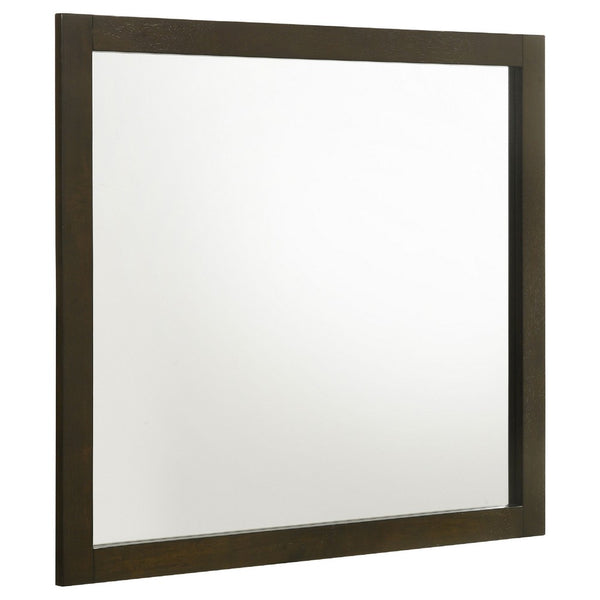 Wlly Dresser Mirror with Wide Frame, 39 Inch Dark Brown Hardwood - BM338136