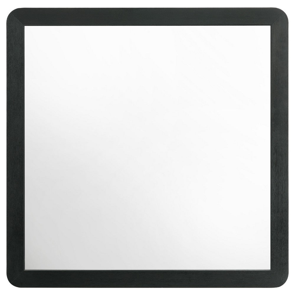 Cavy Dresser Mirror, Rounded Corners and Flat Glass, Black Melamine - BM338137