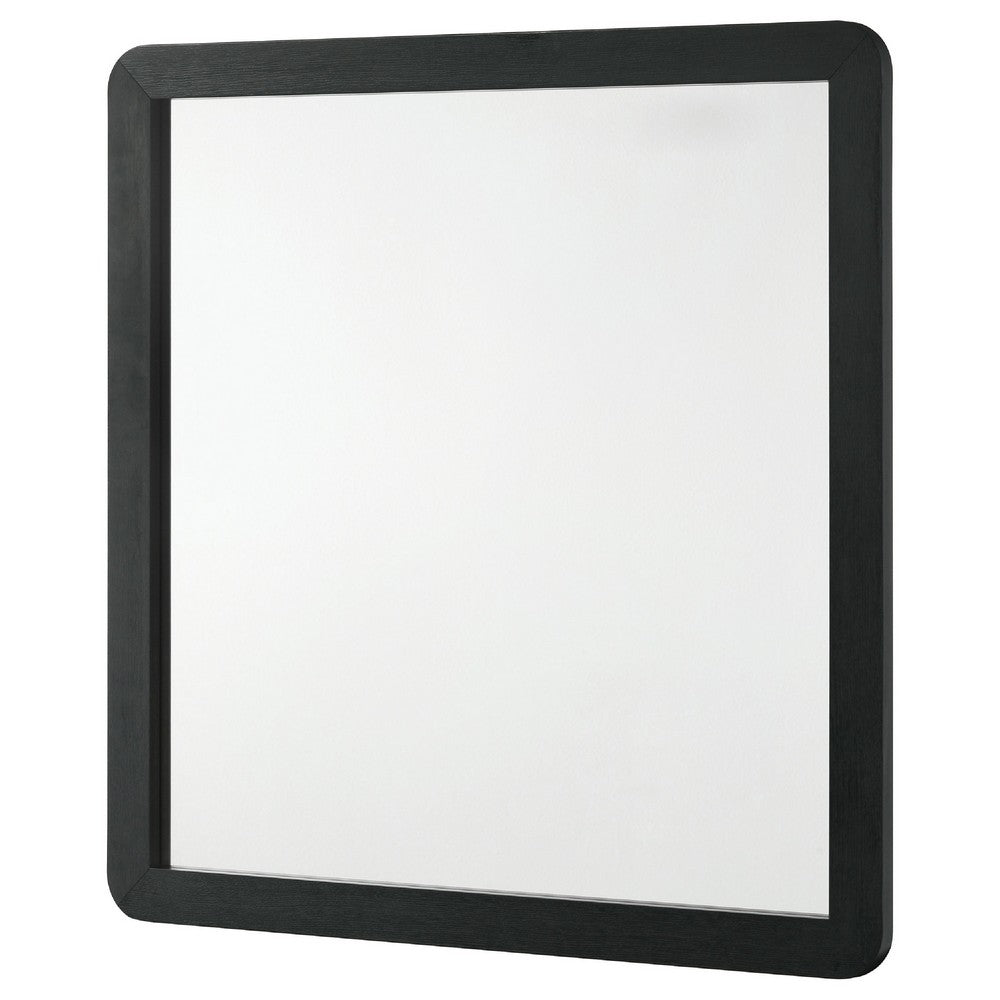 Cavy Dresser Mirror, Rounded Corners and Flat Glass, Black Melamine - BM338137