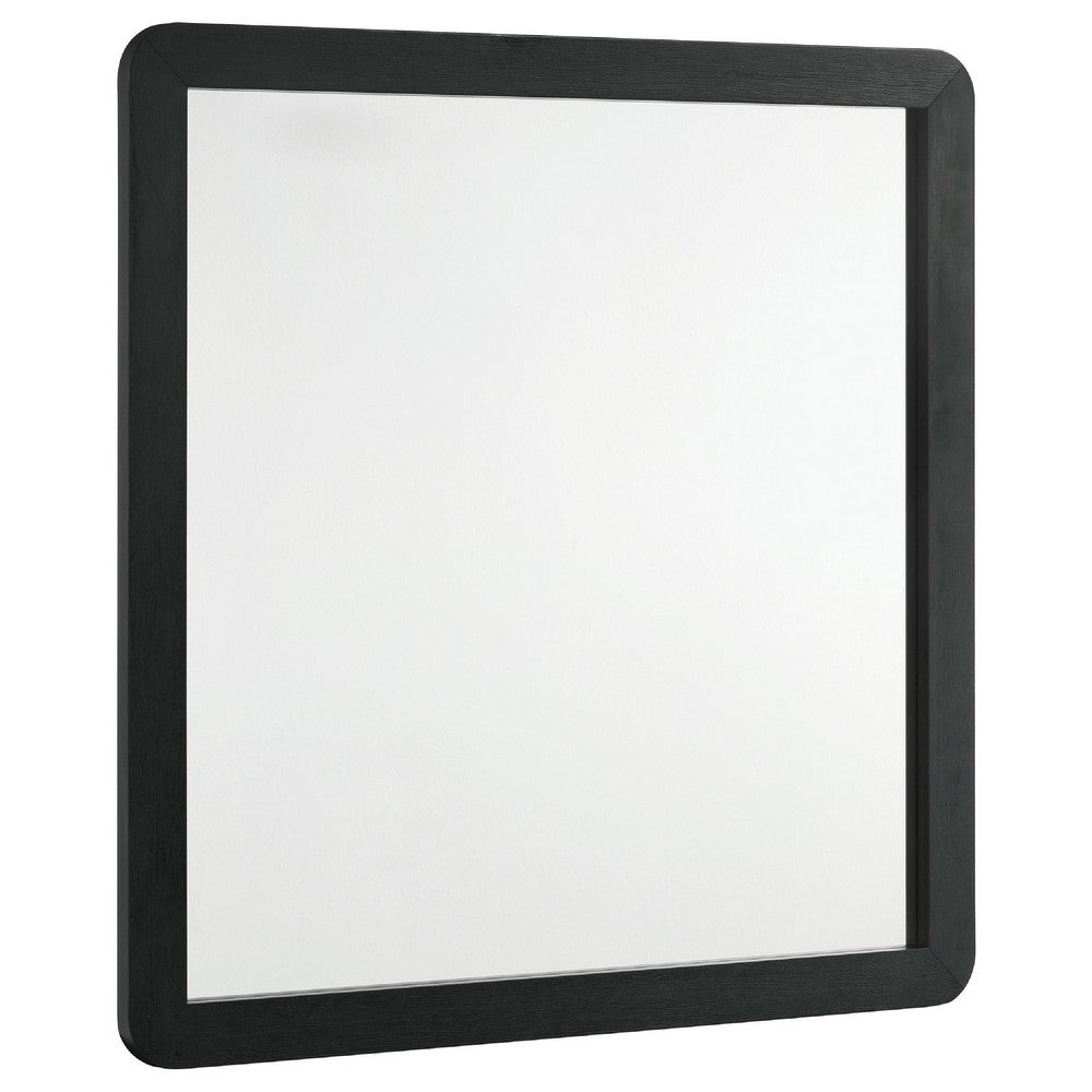 Cavy Dresser Mirror, Rounded Corners and Flat Glass, Black Melamine - BM338137