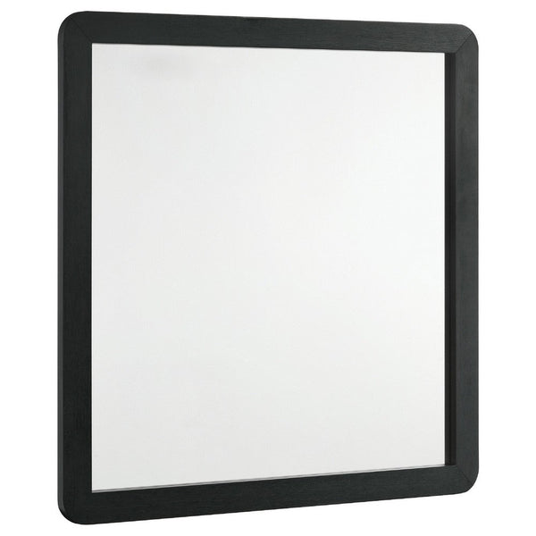 Cavy Dresser Mirror, Rounded Corners and Flat Glass, Black Melamine - BM338137