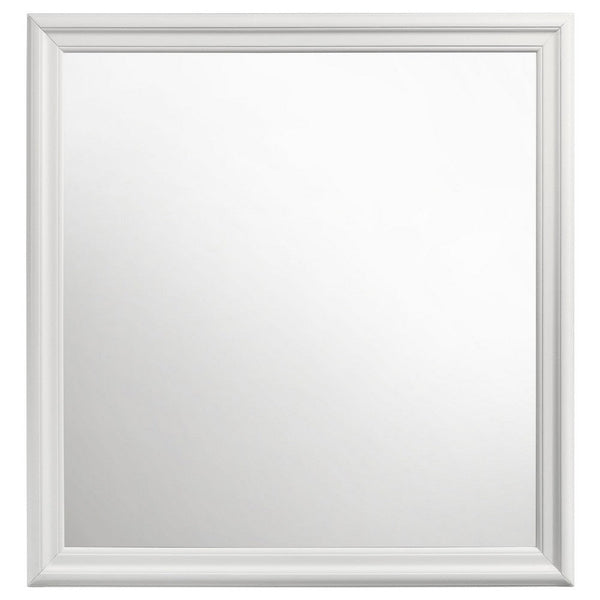 Nim Rectangular Dresser Mirror, Molded Trim Frame, 38 Inch White Wood - BM338138