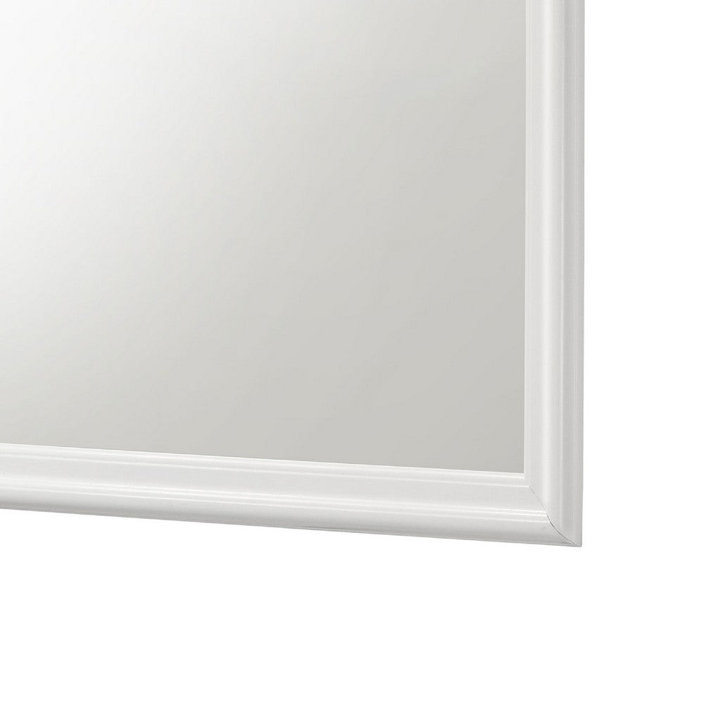 Nim Rectangular Dresser Mirror, Molded Trim Frame, 38 Inch White Wood - BM338138