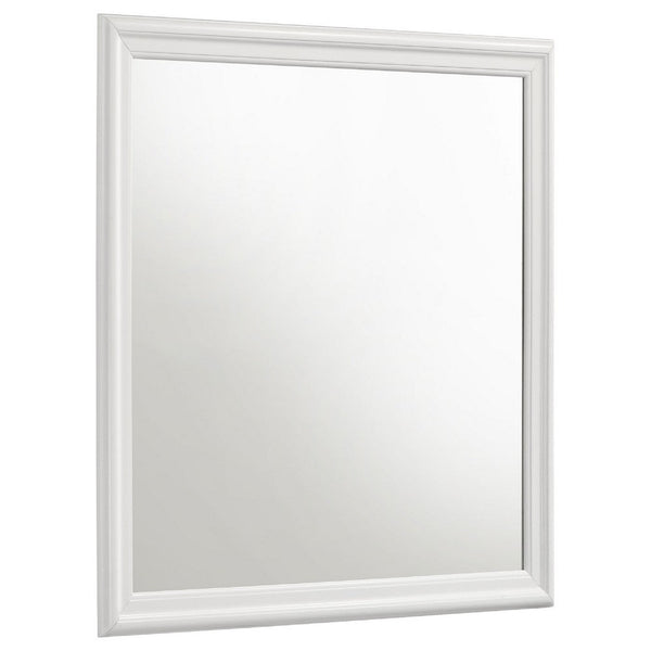 Nim Rectangular Dresser Mirror, Molded Trim Frame, 38 Inch White Wood - BM338138