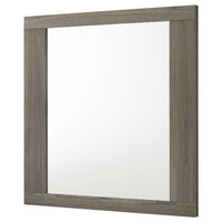 Fene Rectangular Dresser Mirror, Flat Glass, 38 Inch Gray Oak Melamine - BM338139