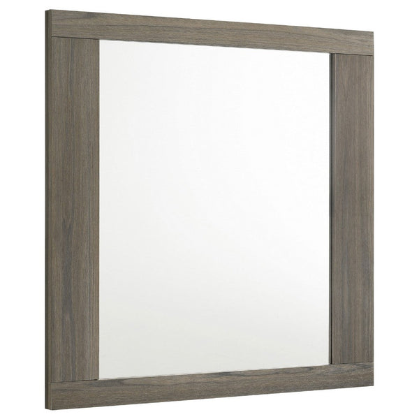 Fene Rectangular Dresser Mirror, Flat Glass, 38 Inch Gray Oak Melamine - BM338139