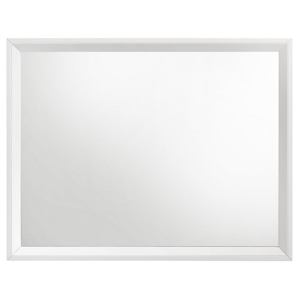 Noro Dresser Mirror with Slim Trim, Open Mitered Corners, White Wood - BM338140