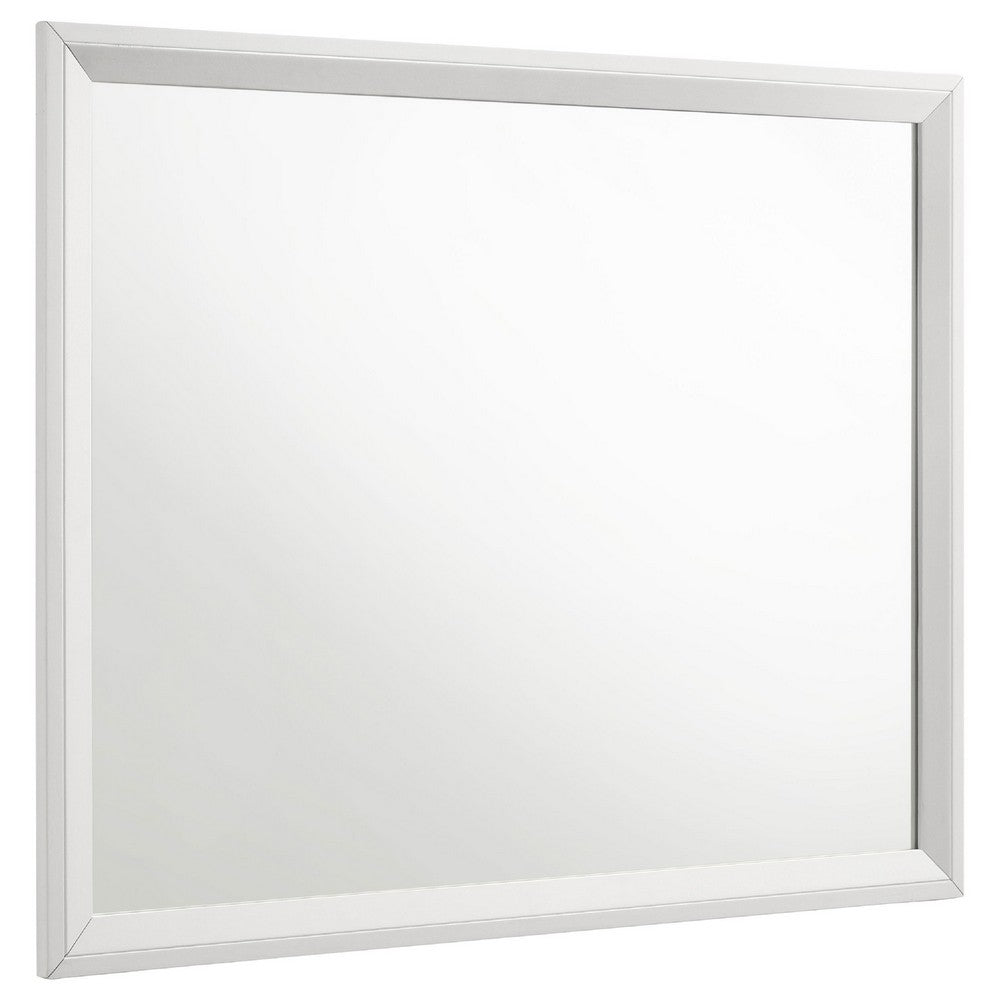 Noro Dresser Mirror with Slim Trim, Open Mitered Corners, White Wood - BM338140