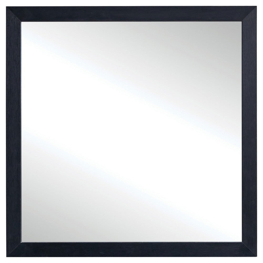 Dex Rectangular Dresser Mirror, Non-Beveled Glass, Black Wood-Melamine - BM338141