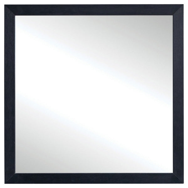 Dex Rectangular Dresser Mirror, Non-Beveled Glass, Black Wood-Melamine - BM338141