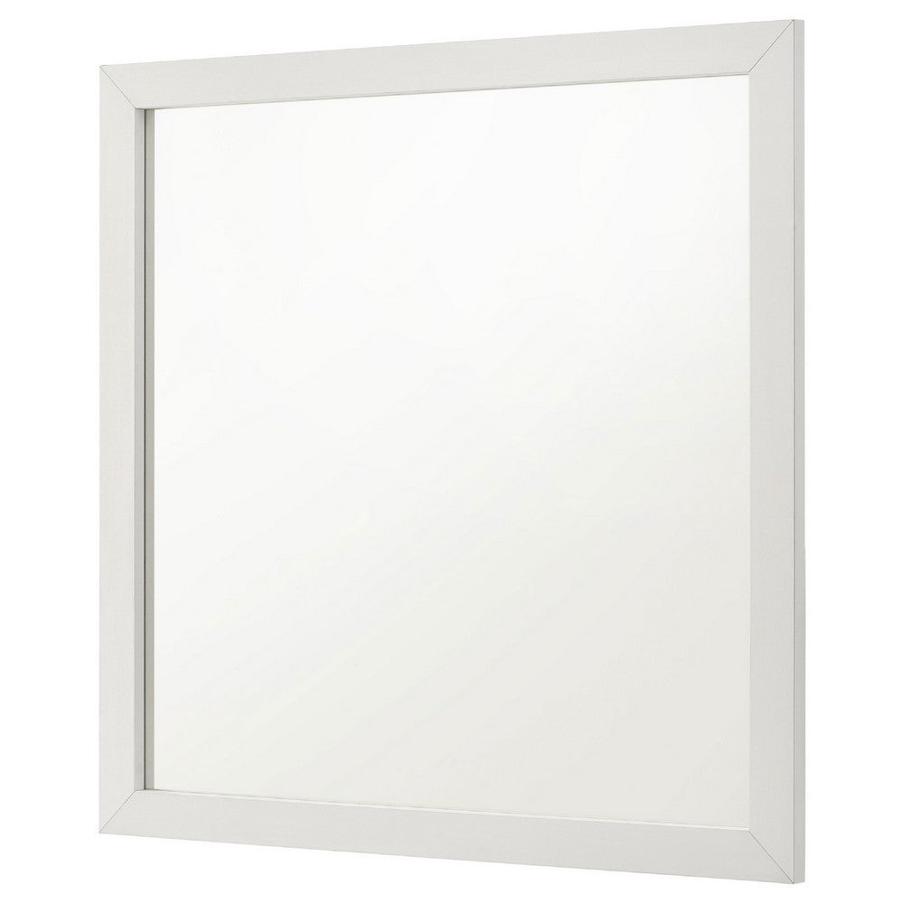 Dex Rectangular Dresser Mirror, Non-Beveled Glass, White Wood-Melamine - BM338142