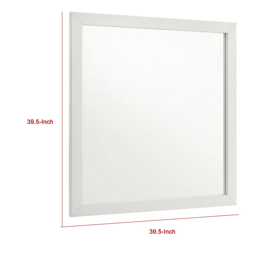 Dex Rectangular Dresser Mirror, Non-Beveled Glass, White Wood-Melamine - BM338142