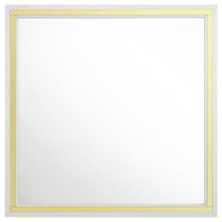 Jenny Square Dresser Mirror, Polished Golden Trim, White Wood-Melamine - BM338144