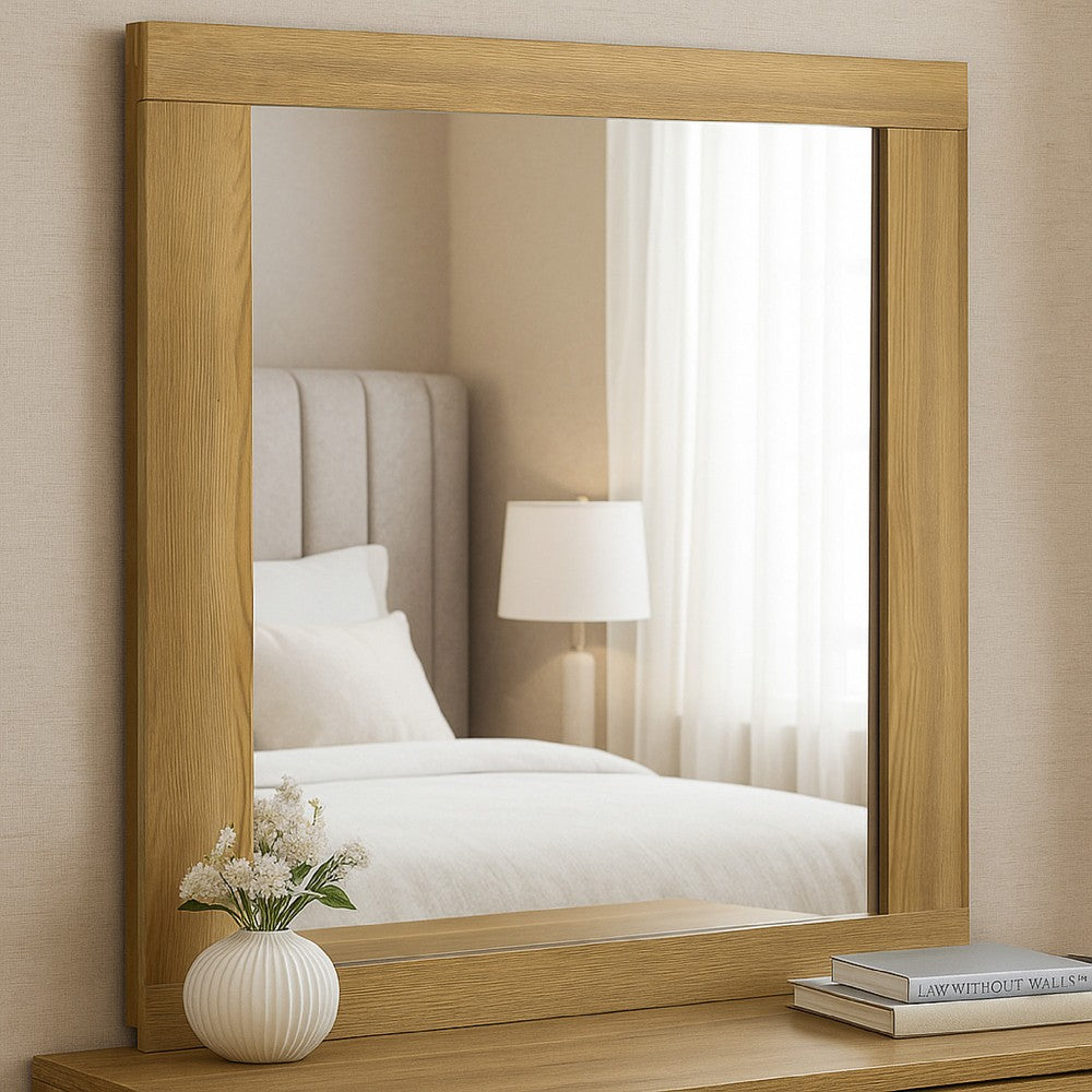Hyle Rectangular Dresser Mirror, Italian-Inspired Design, Brown Wood - BM338145