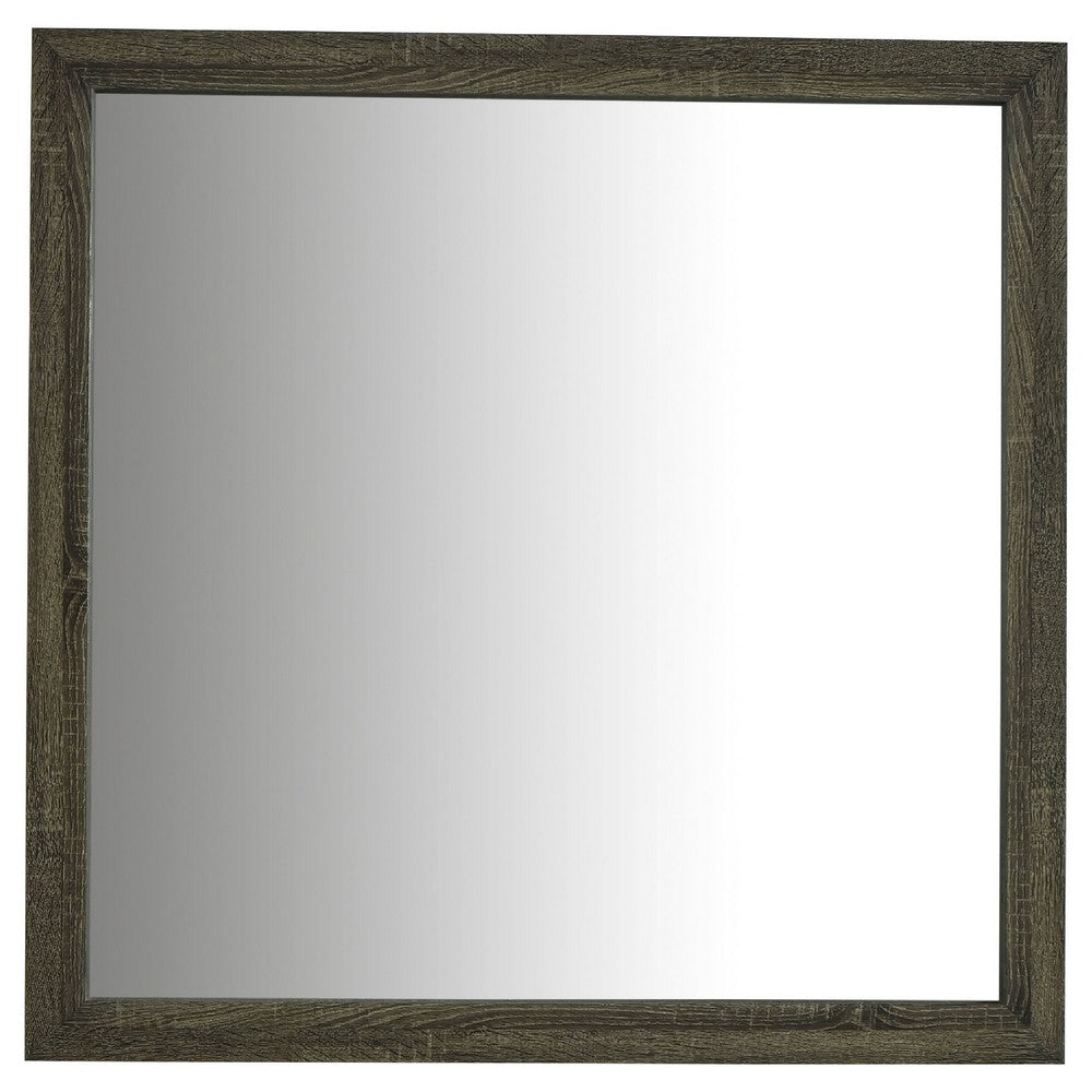 Reay Rectangular Dresser Mirror, Flat Glass Design, Oak Brown Wood - BM338146