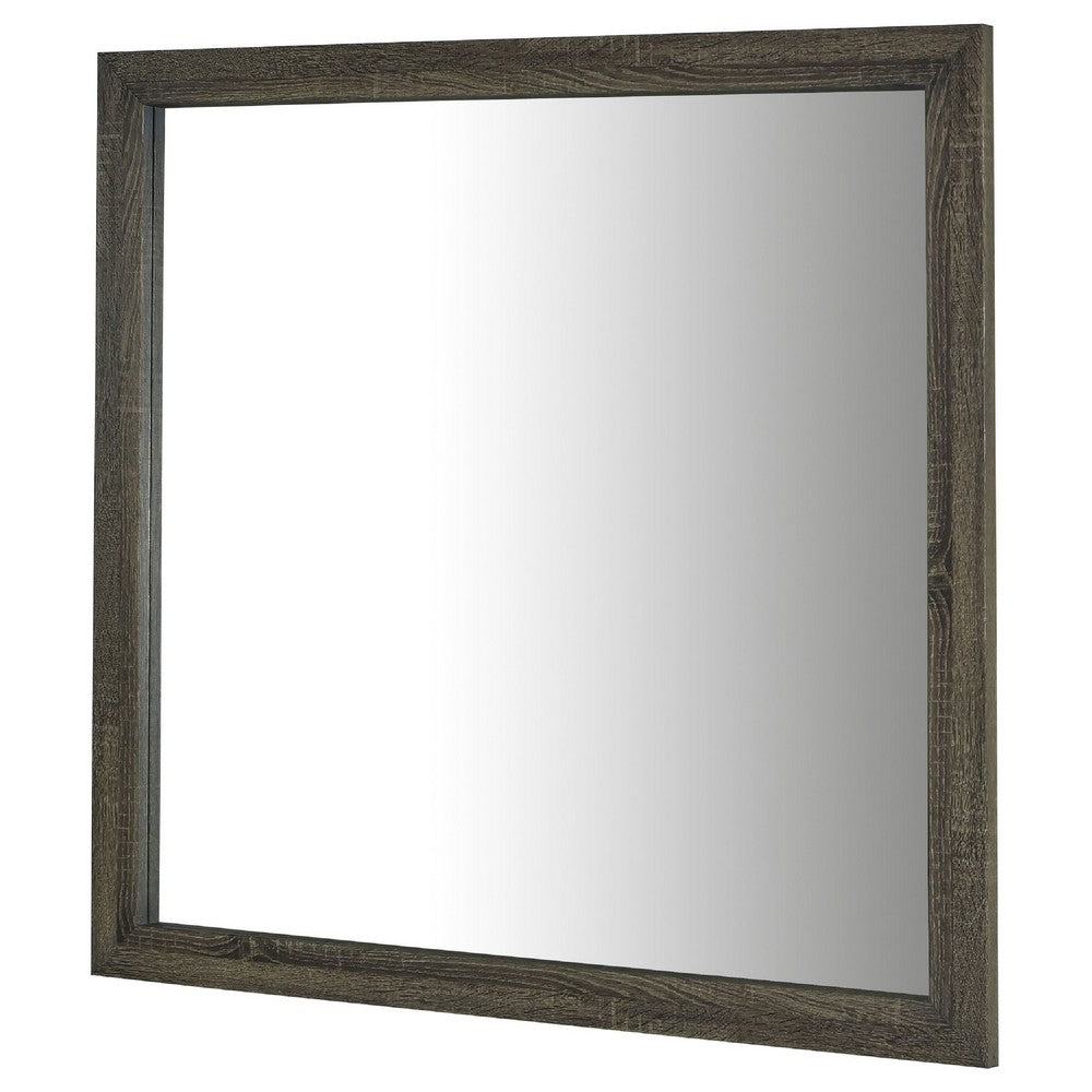 Reay Rectangular Dresser Mirror, Flat Glass Design, Oak Brown Wood - BM338146