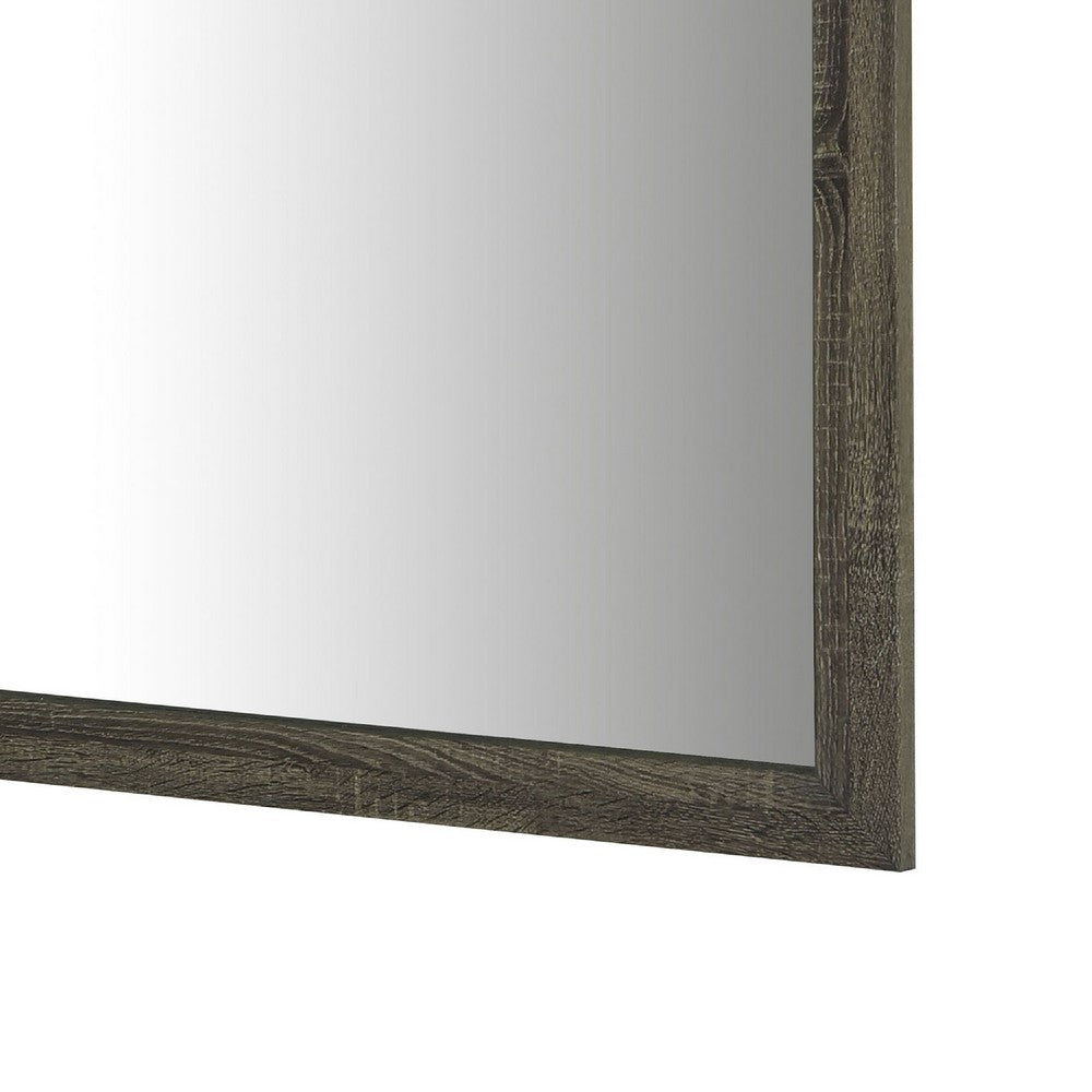 Reay Rectangular Dresser Mirror, Flat Glass Design, Oak Brown Wood - BM338146