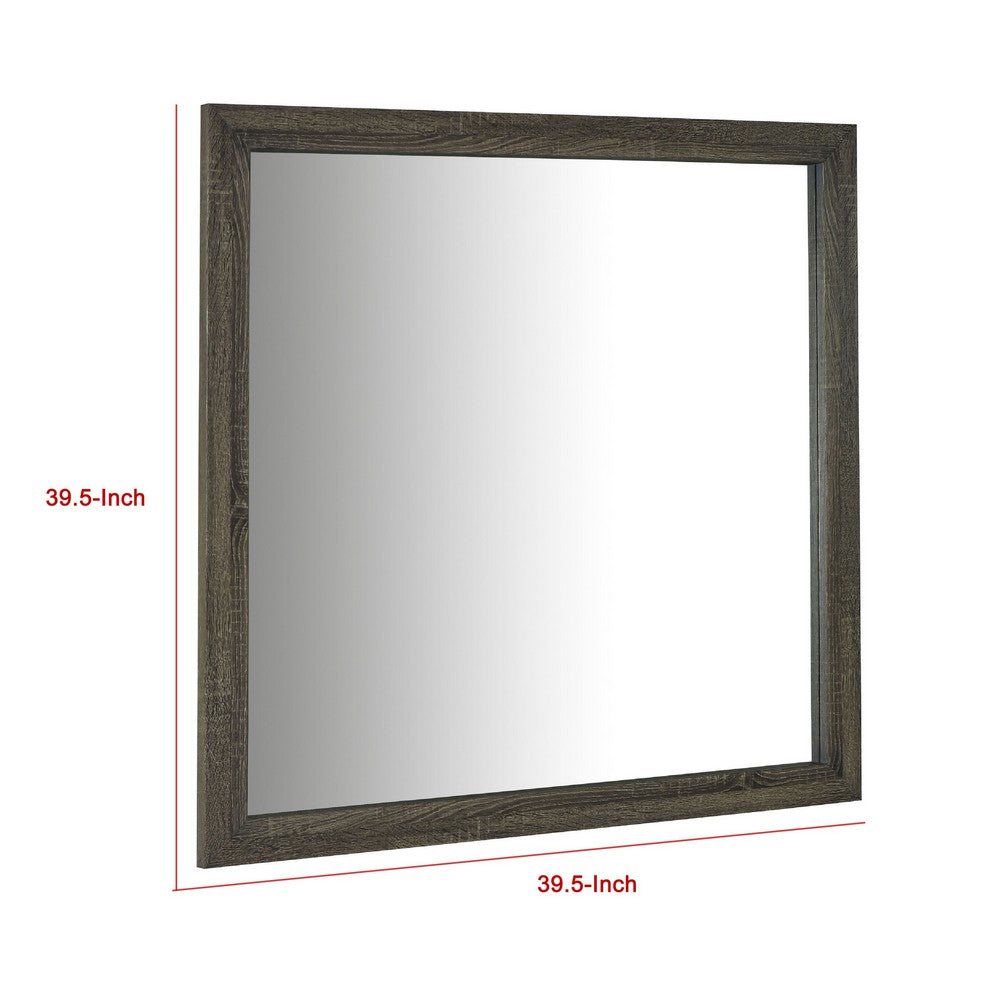 Reay Rectangular Dresser Mirror, Flat Glass Design, Oak Brown Wood - BM338146
